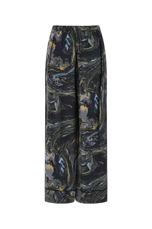 Fendi All-Over Marble Printed Satin Trousers
