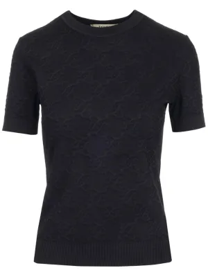 Fendi FF Jacquard Short-Sleeved Knit Jumper