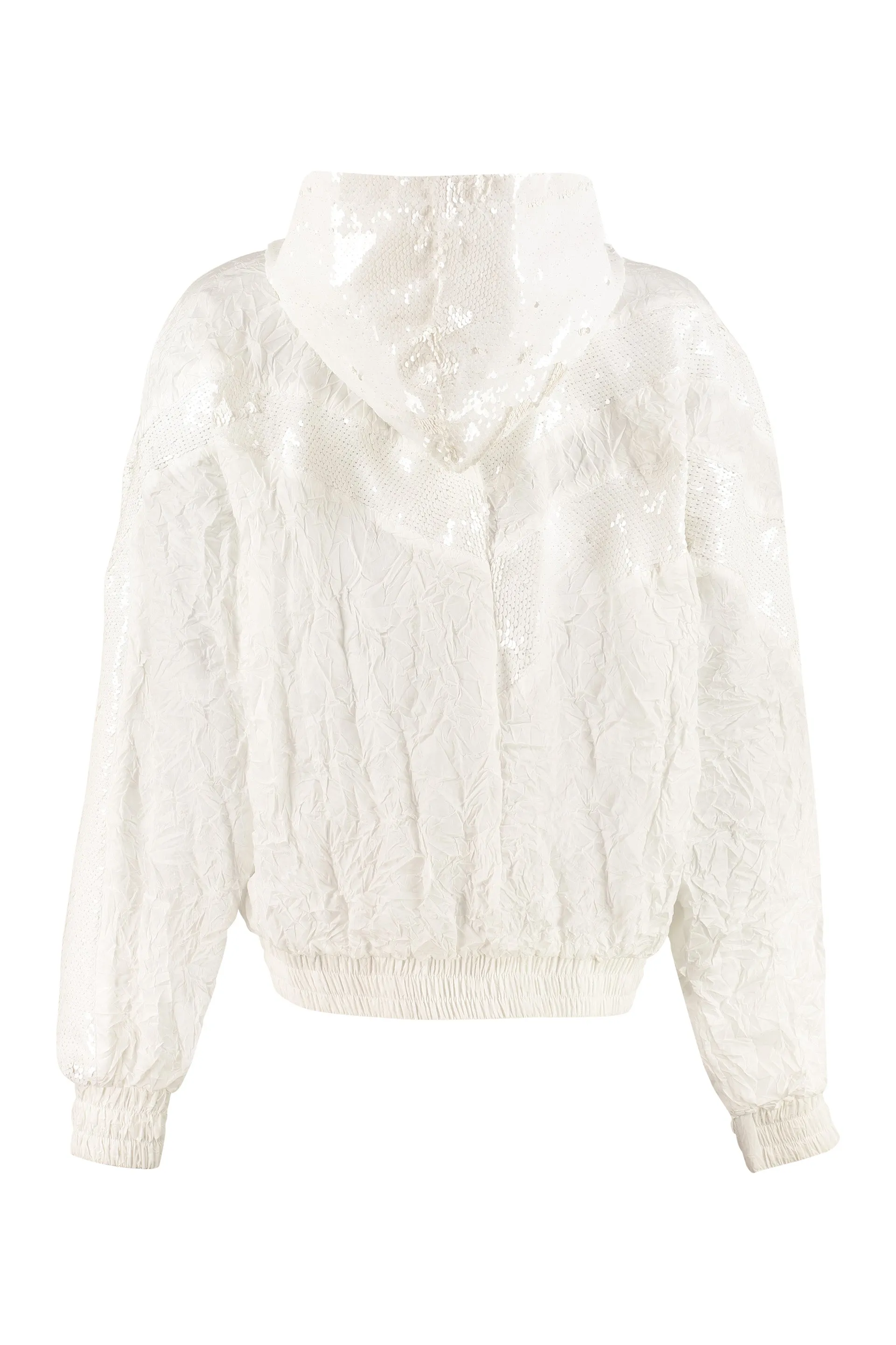 Fila Sequin Logo Embellished Zip-Up Hooded Jacket