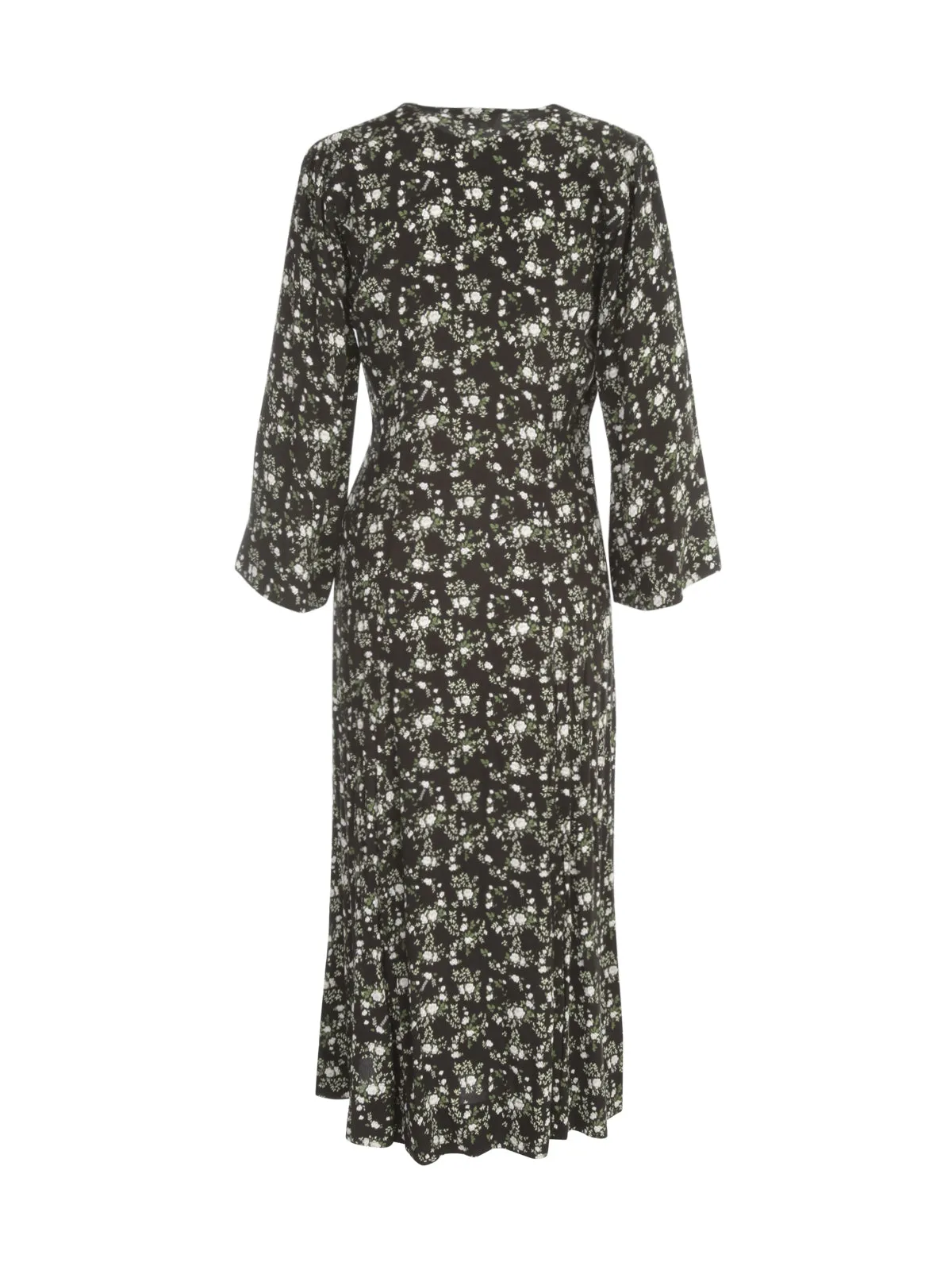 Ganni Floral Printed Crepe V-Neck Midi Dress