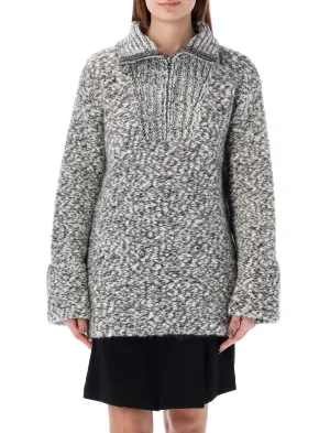 Ganni Half-Zipped High-Neck Knit Jumper