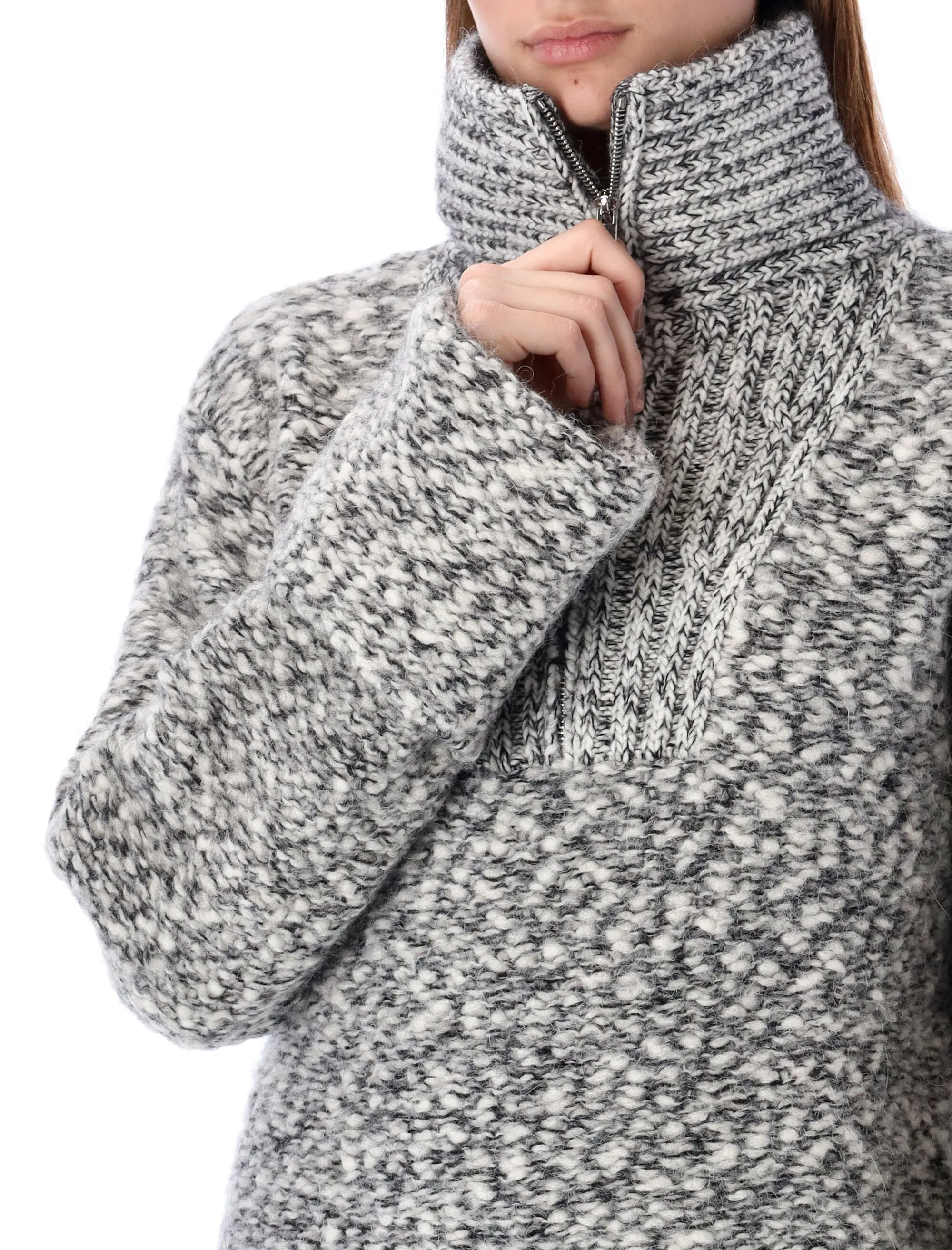 Ganni Half-Zipped High-Neck Knit Jumper