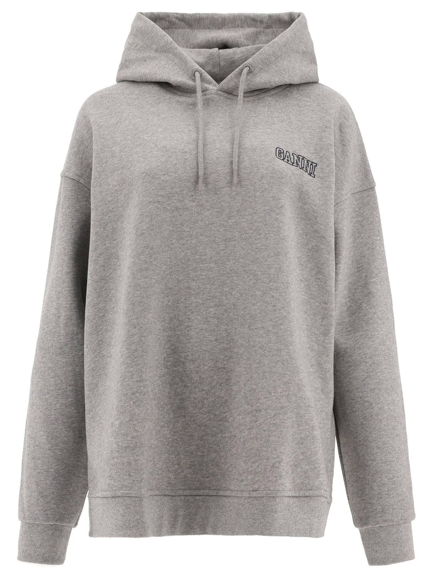 Ganni Logo Embroidered Drawstring Hoodie