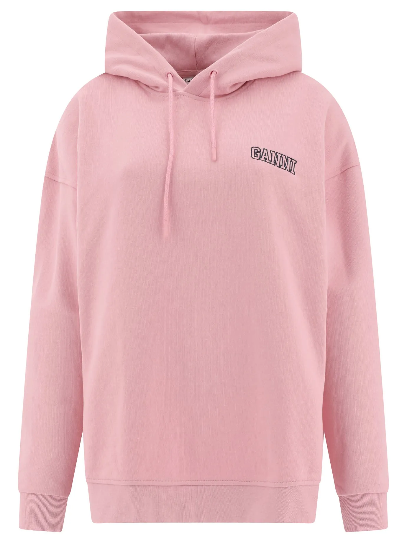Ganni Logo Embroidered Drawstring Hoodie