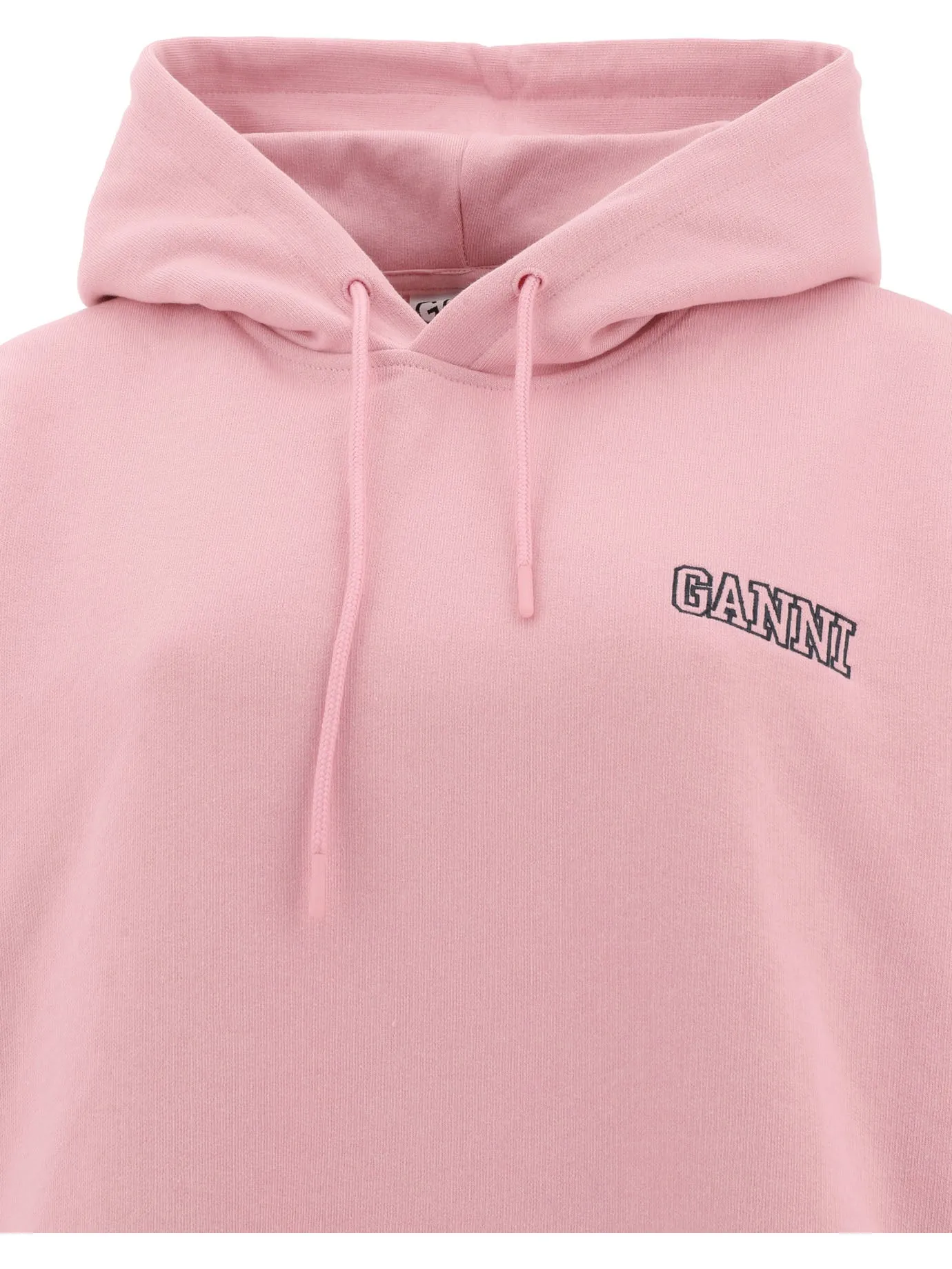 Ganni Logo Embroidered Drawstring Hoodie