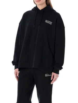 Ganni Logo Embroidered Drawstring Hoodie
