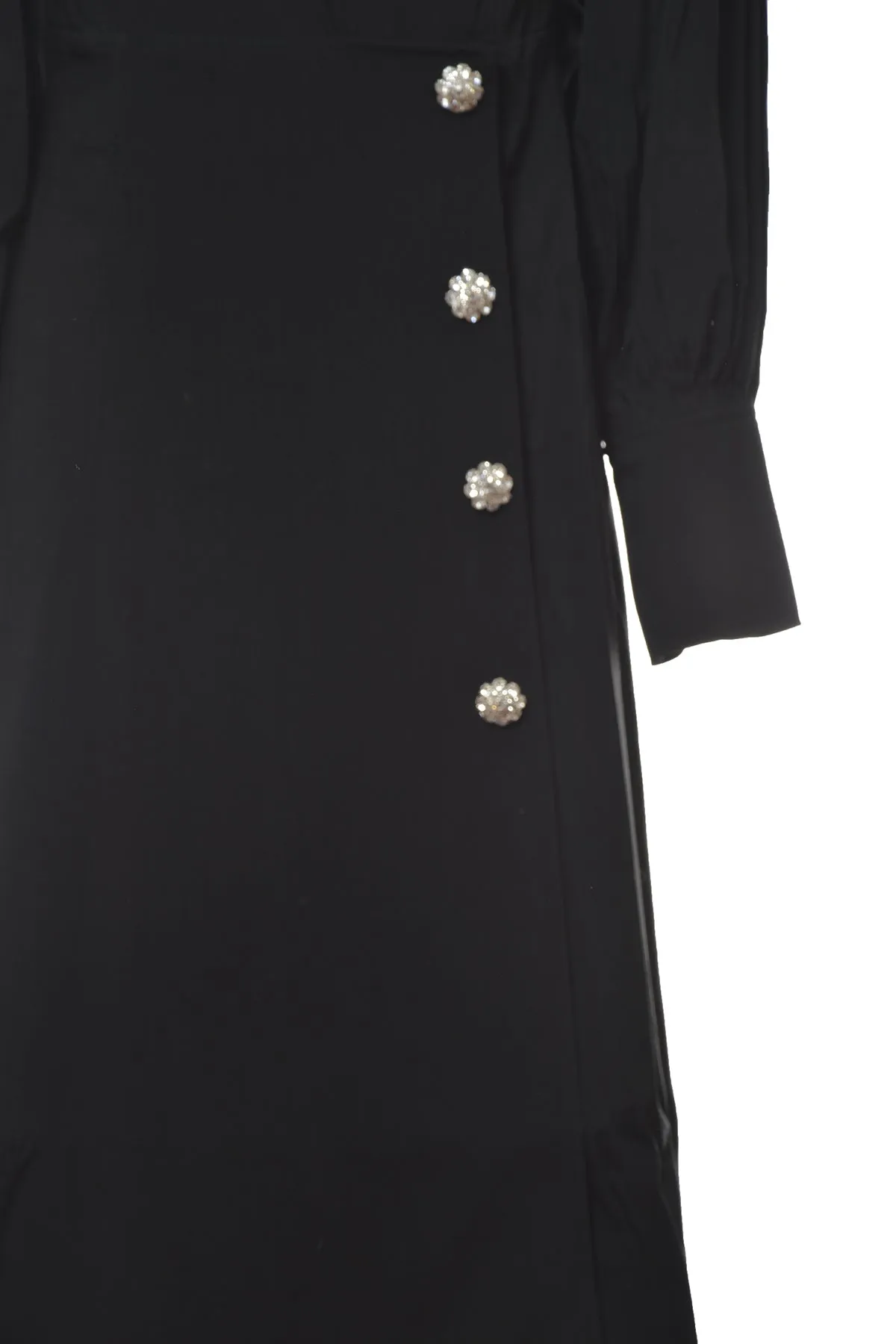 Ganni Puff-Sleeved V-Neck Midi Dress