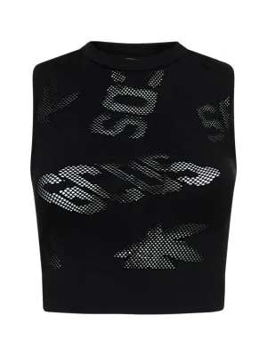 GCDS Logo Mesh Sleeveless Cropped Top
