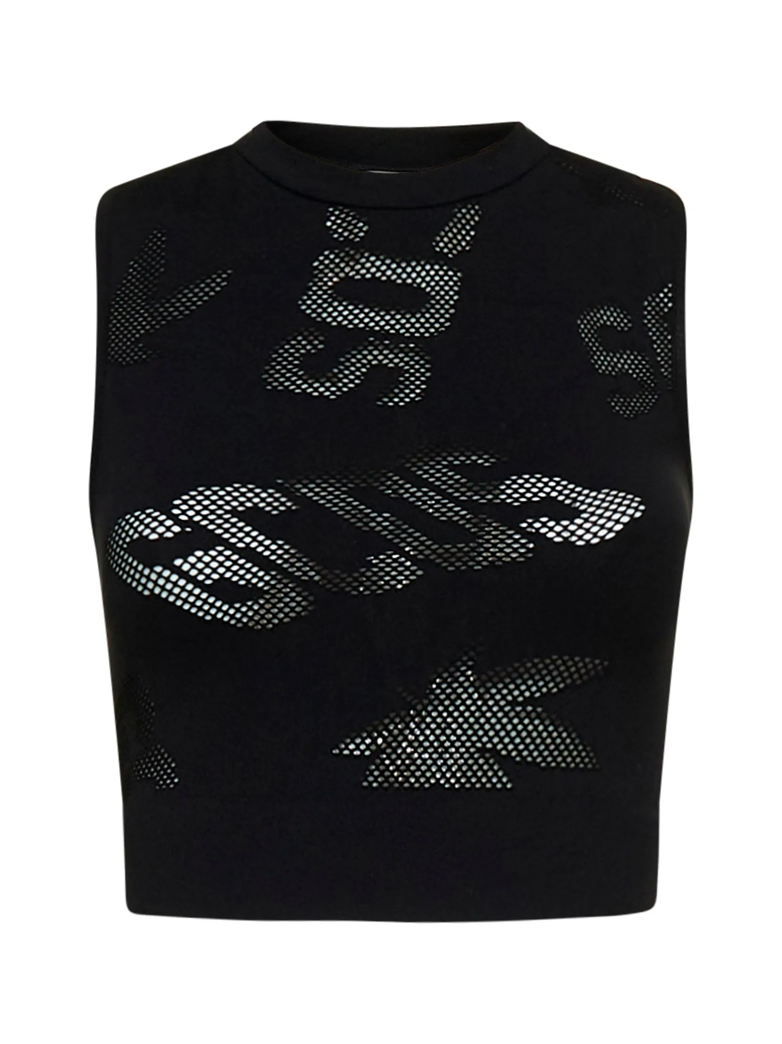 GCDS Logo Mesh Sleeveless Cropped Top