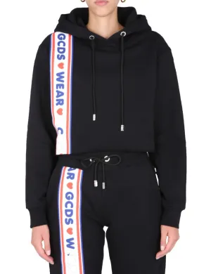 GCDS Logo Printed Drawstring Hoodie