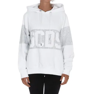 GCDS Logo Rhinestone Embellished Drawstring Hoodie