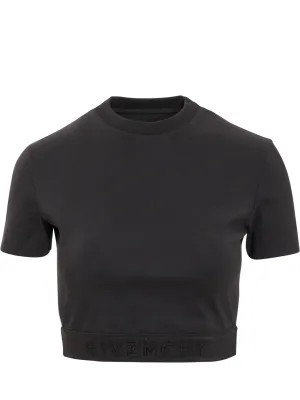 Givenchy Logo Underband Crewneck Crop Top