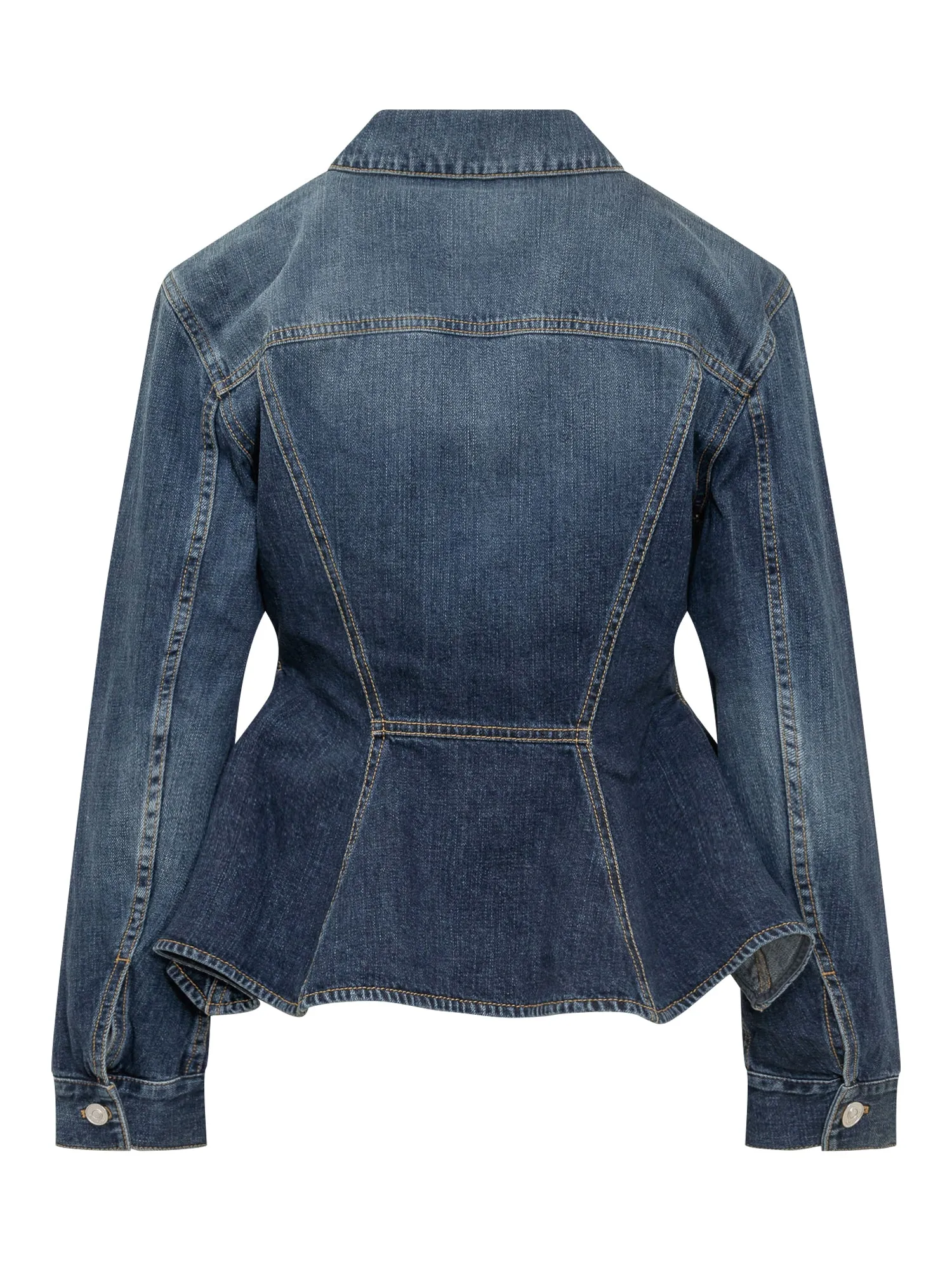 Givenchy Peplum Waist Buttoned Denim Jacket