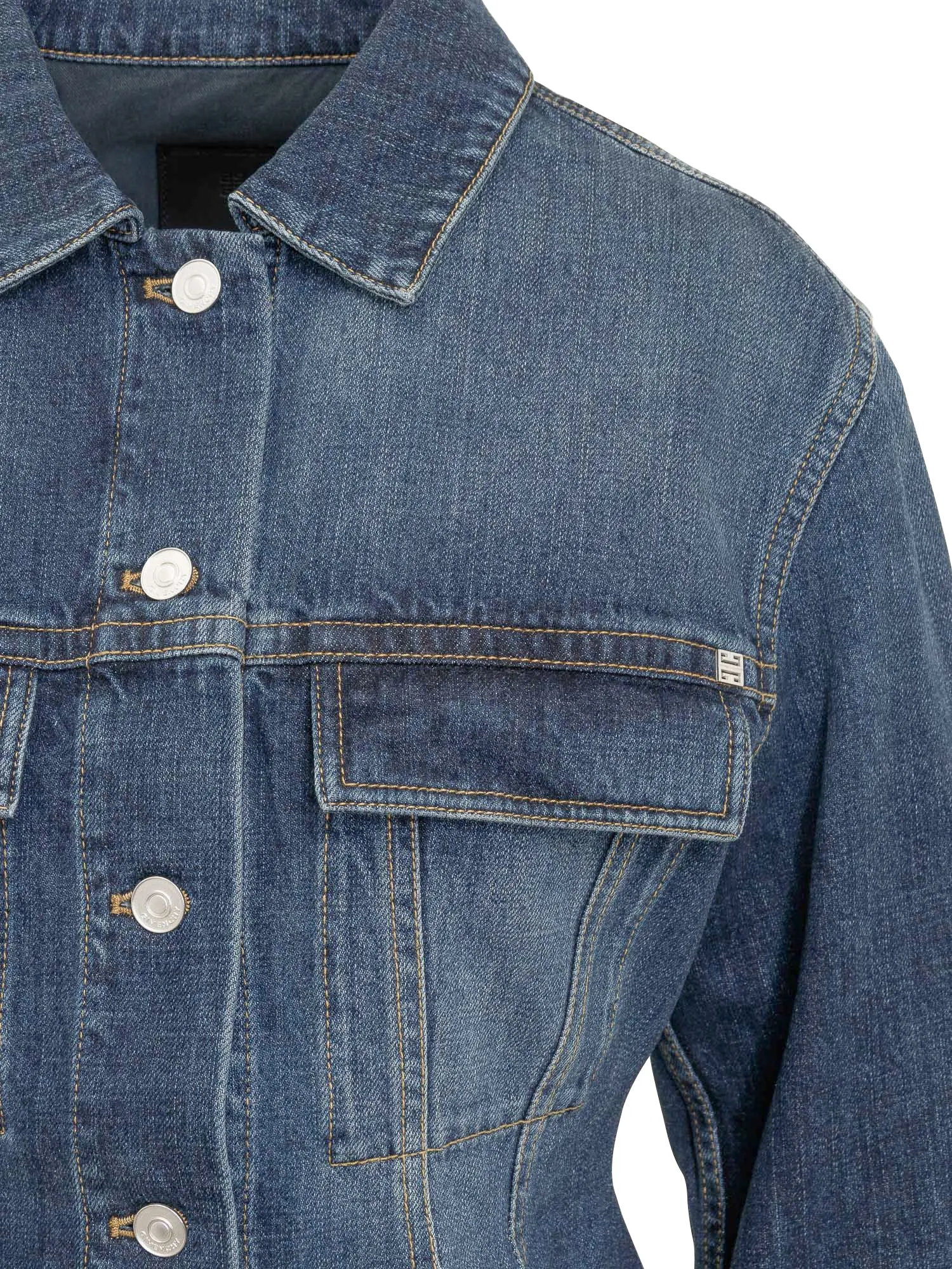 Givenchy Peplum Waist Buttoned Denim Jacket