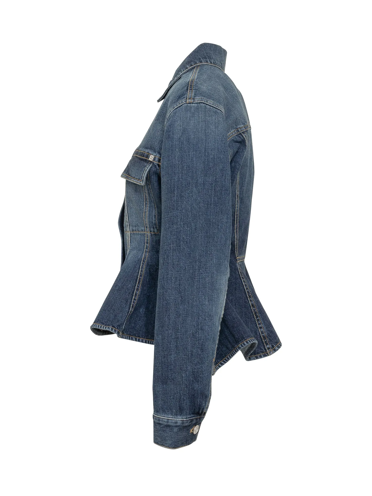Givenchy Peplum Waist Buttoned Denim Jacket