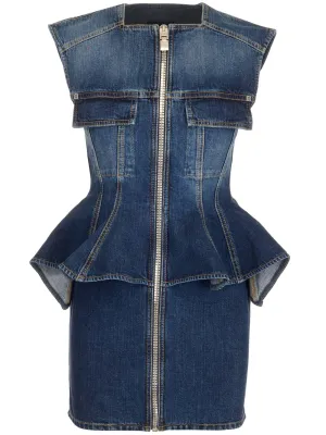 GivenchyFlounce Detailed Zipped Denim Dress
