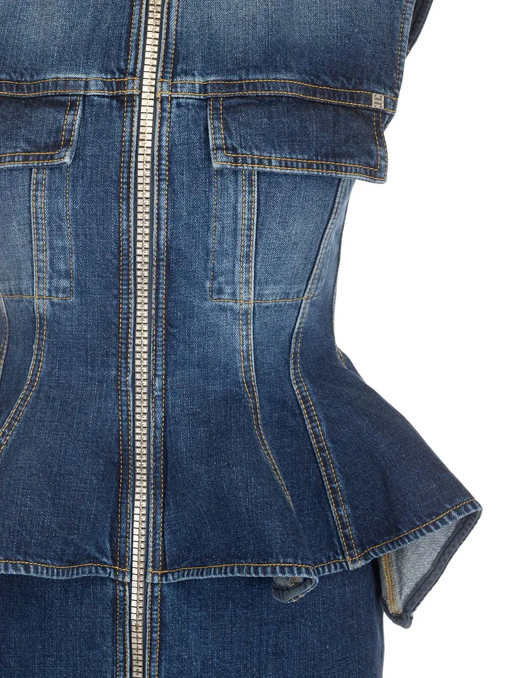 GivenchyFlounce Detailed Zipped Denim Dress