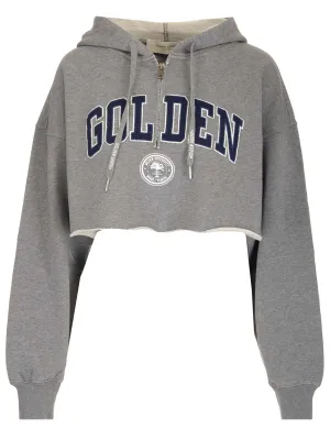 Golden Goose Deluxe Brand Logo Patch Cropped Hoodie