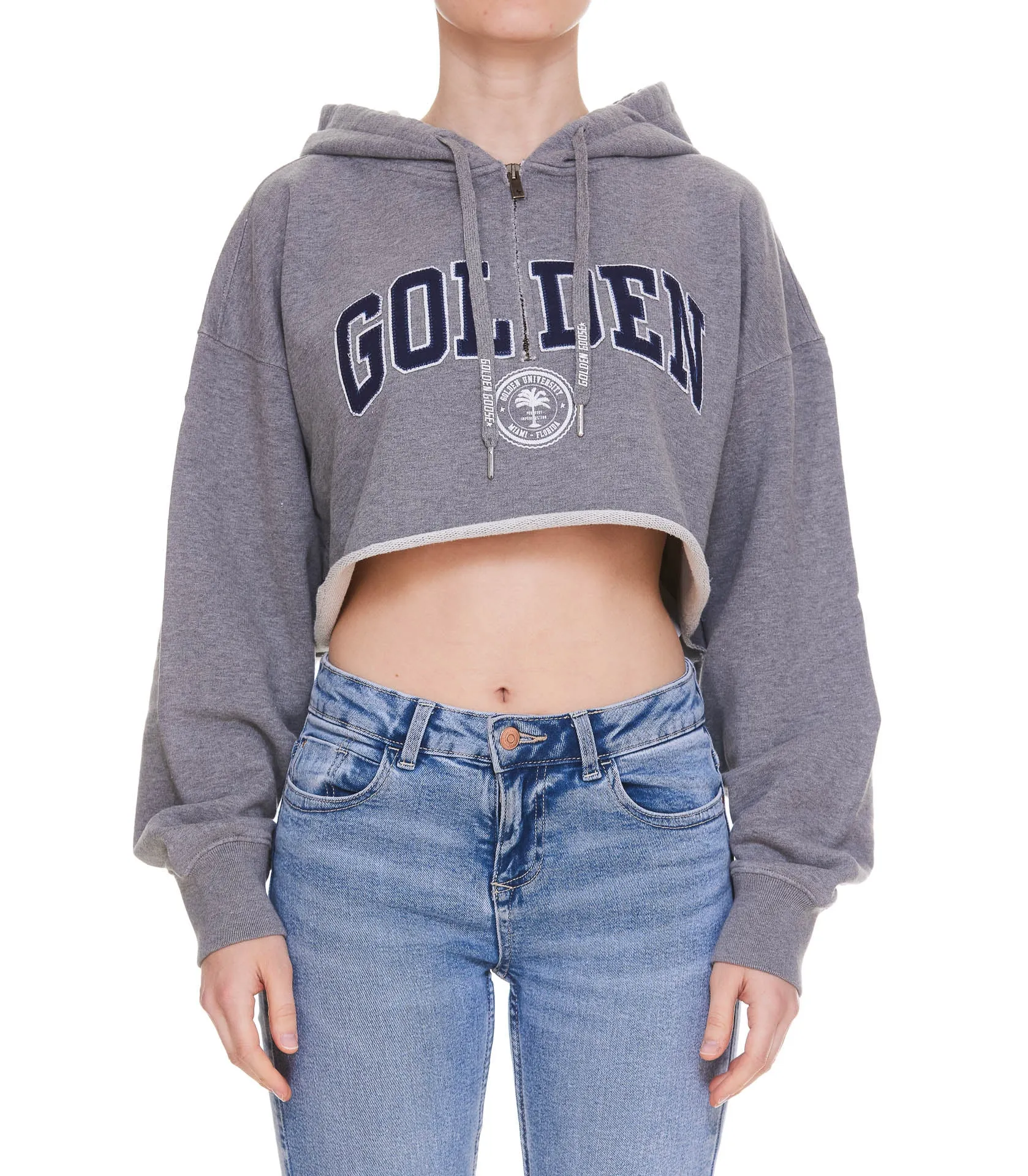 Golden Goose Deluxe Brand Logo Patch Cropped Hoodie