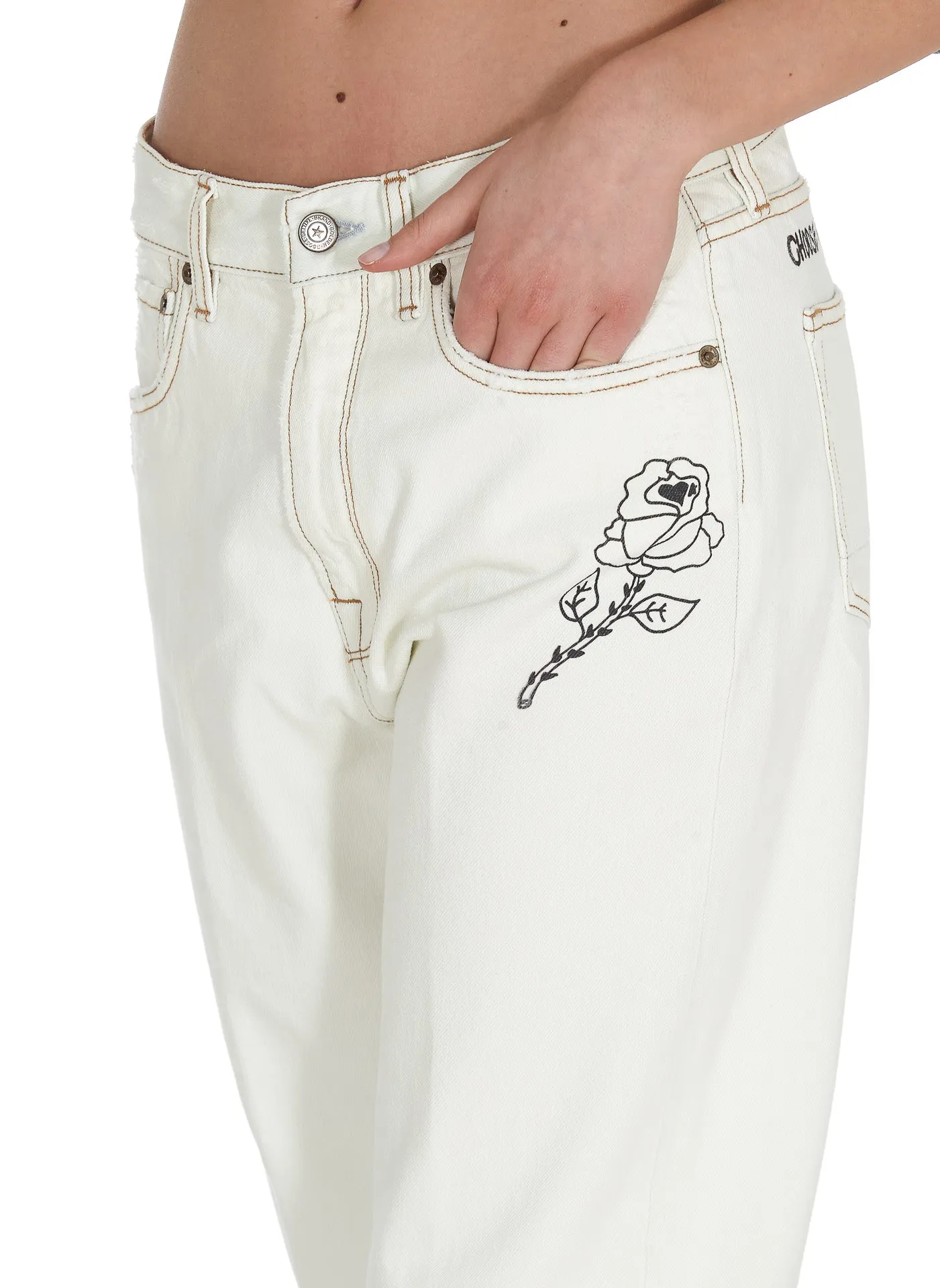 Golden Goose Deluxe Brand Slogan-Printed High Waisted Jeans