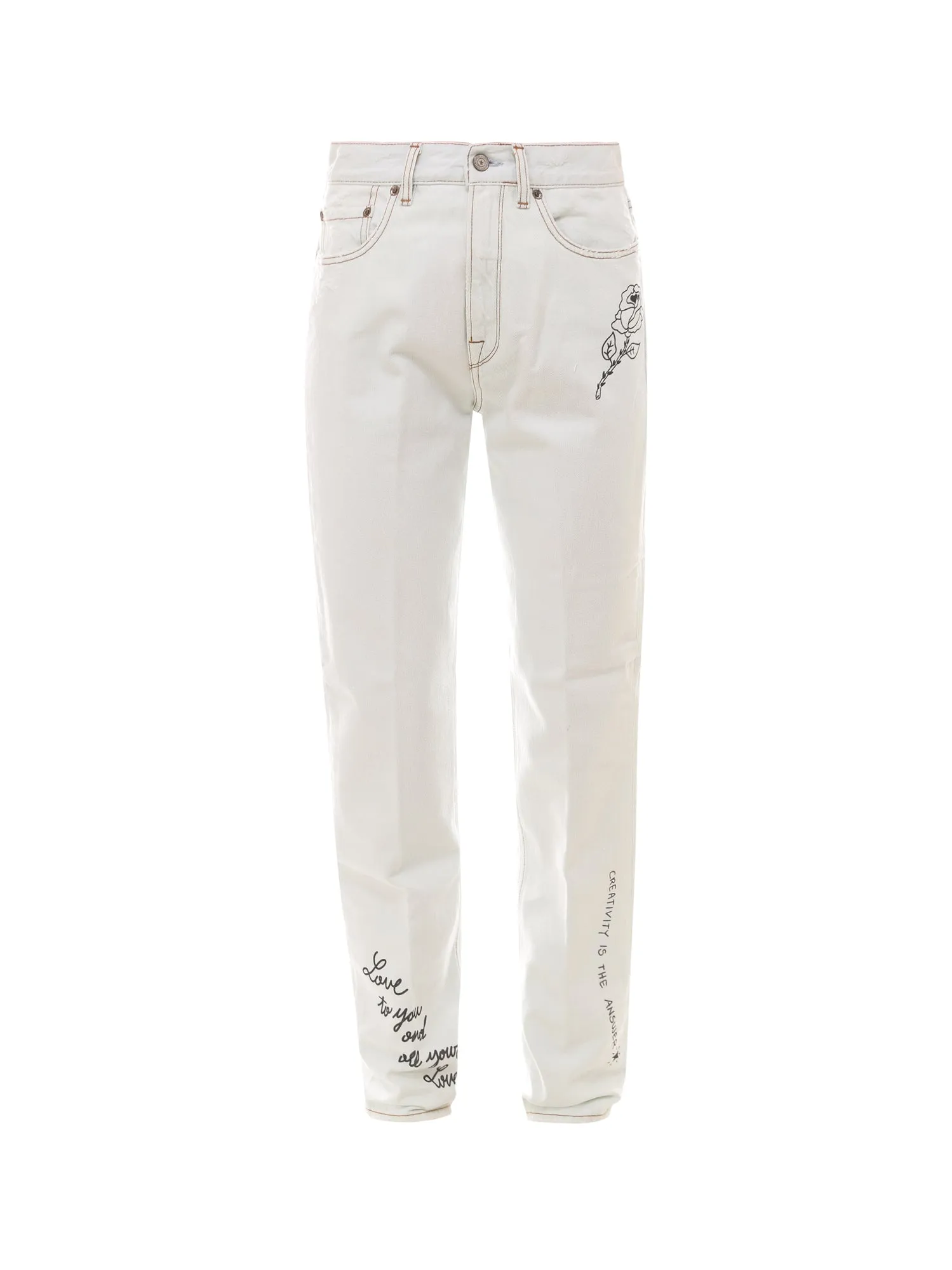 Golden Goose Deluxe Brand Slogan-Printed High Waisted Jeans