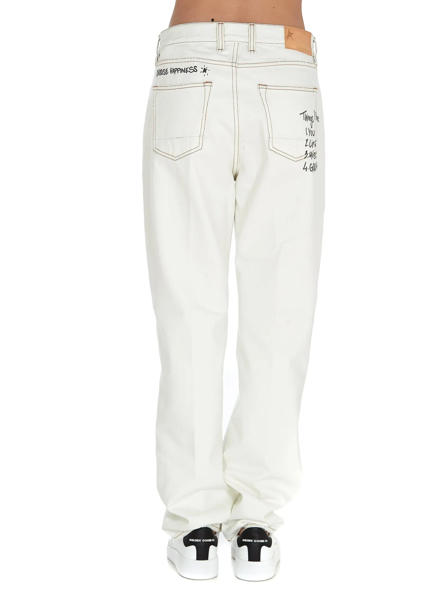 Golden Goose Deluxe Brand Slogan-Printed High Waisted Jeans