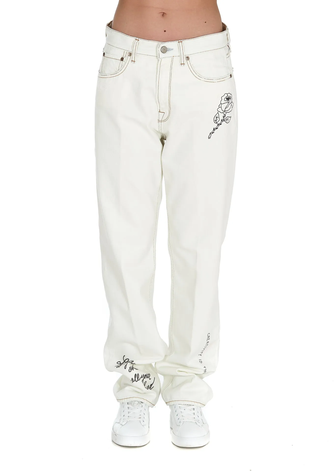 Golden Goose Deluxe Brand Slogan-Printed High Waisted Jeans