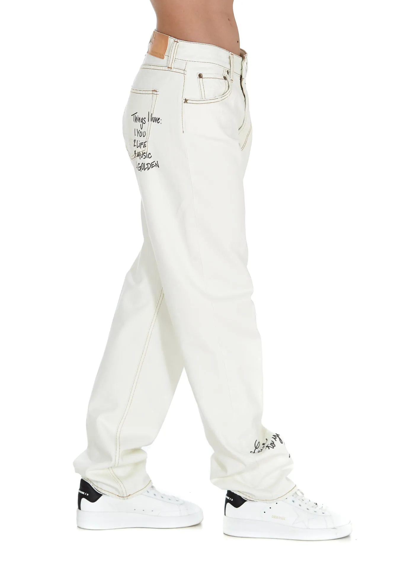 Golden Goose Deluxe Brand Slogan-Printed High Waisted Jeans