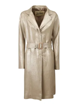 Herno Metallic-Effect Belted Coat