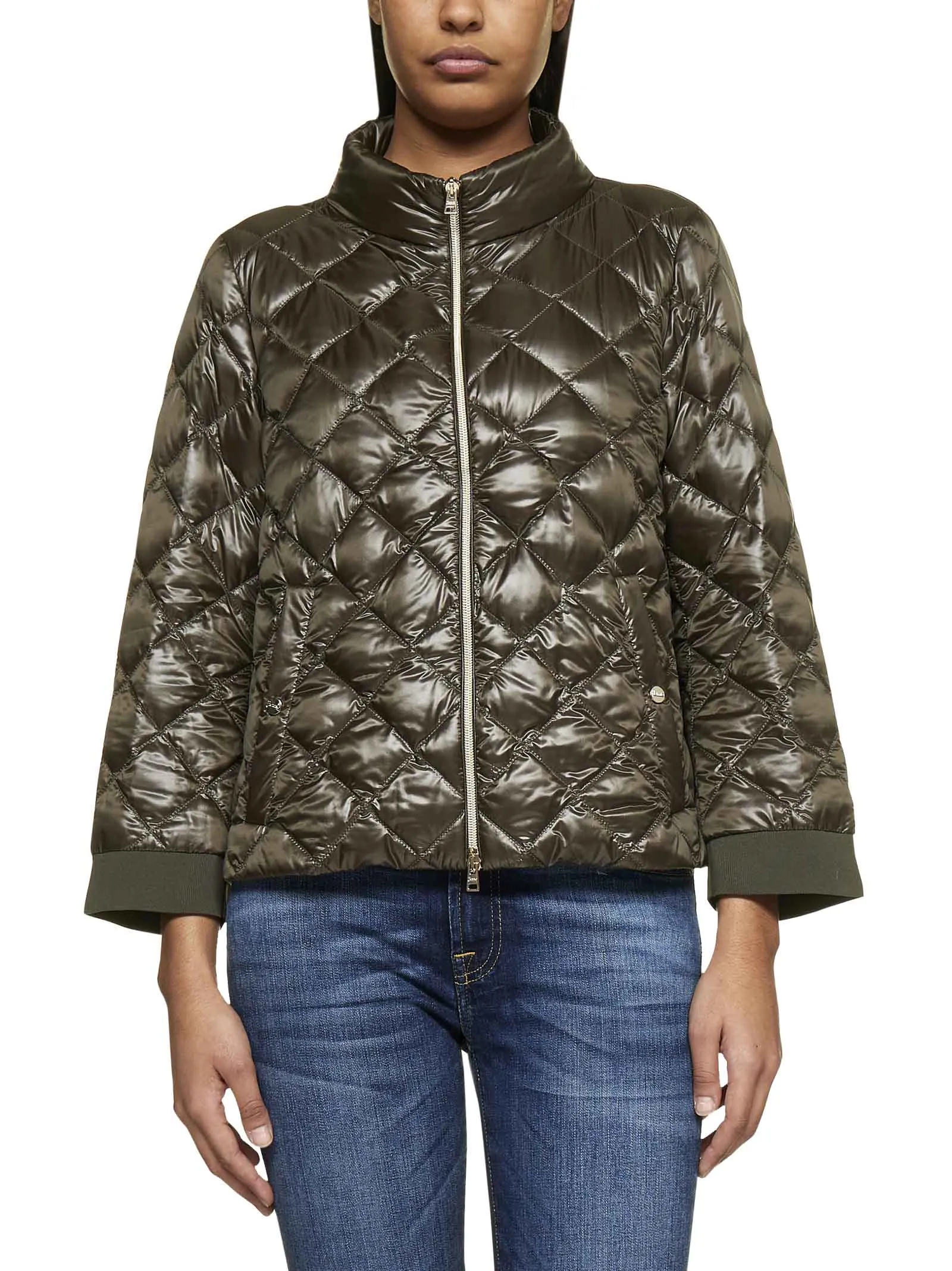 Herno Mock-Neck Quilted Bomber Jacket