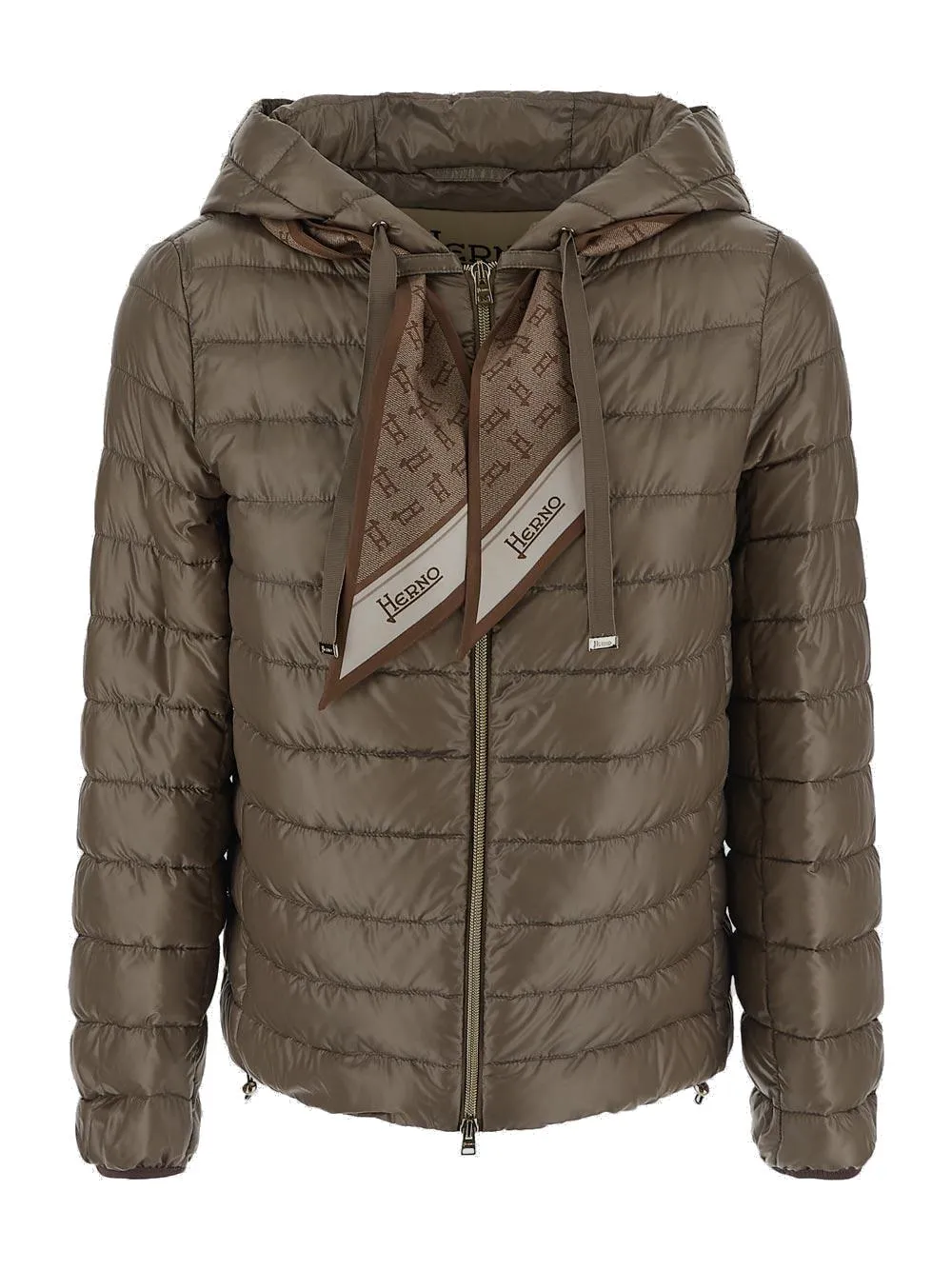 Herno Monogram Scarf Detailed Puffer Jacket