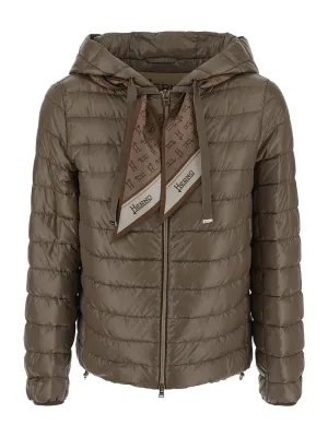Herno Monogram Scarf Detailed Puffer Jacket