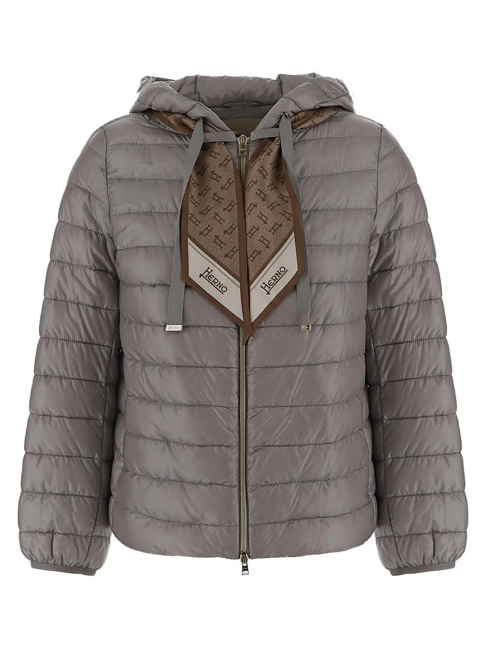 Herno Monogram Scarf Detailed Puffer Jacket