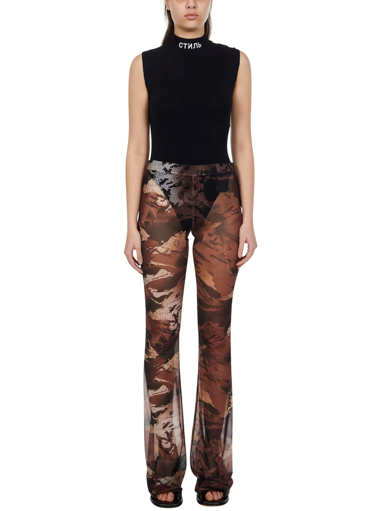 Heron Preston Camouflage Printed Mesh Trousers