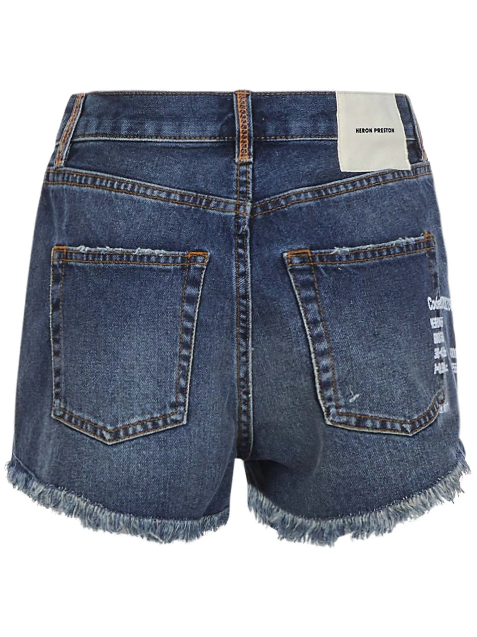 Heron Preston Code 8000 Logo Printed Denim Shorts