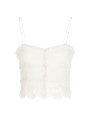 Isabel Marant Delphine Floral Embroidered Cropped Top