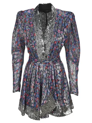 Isabel Marant Graphic Printed V-Neck Mini Dress