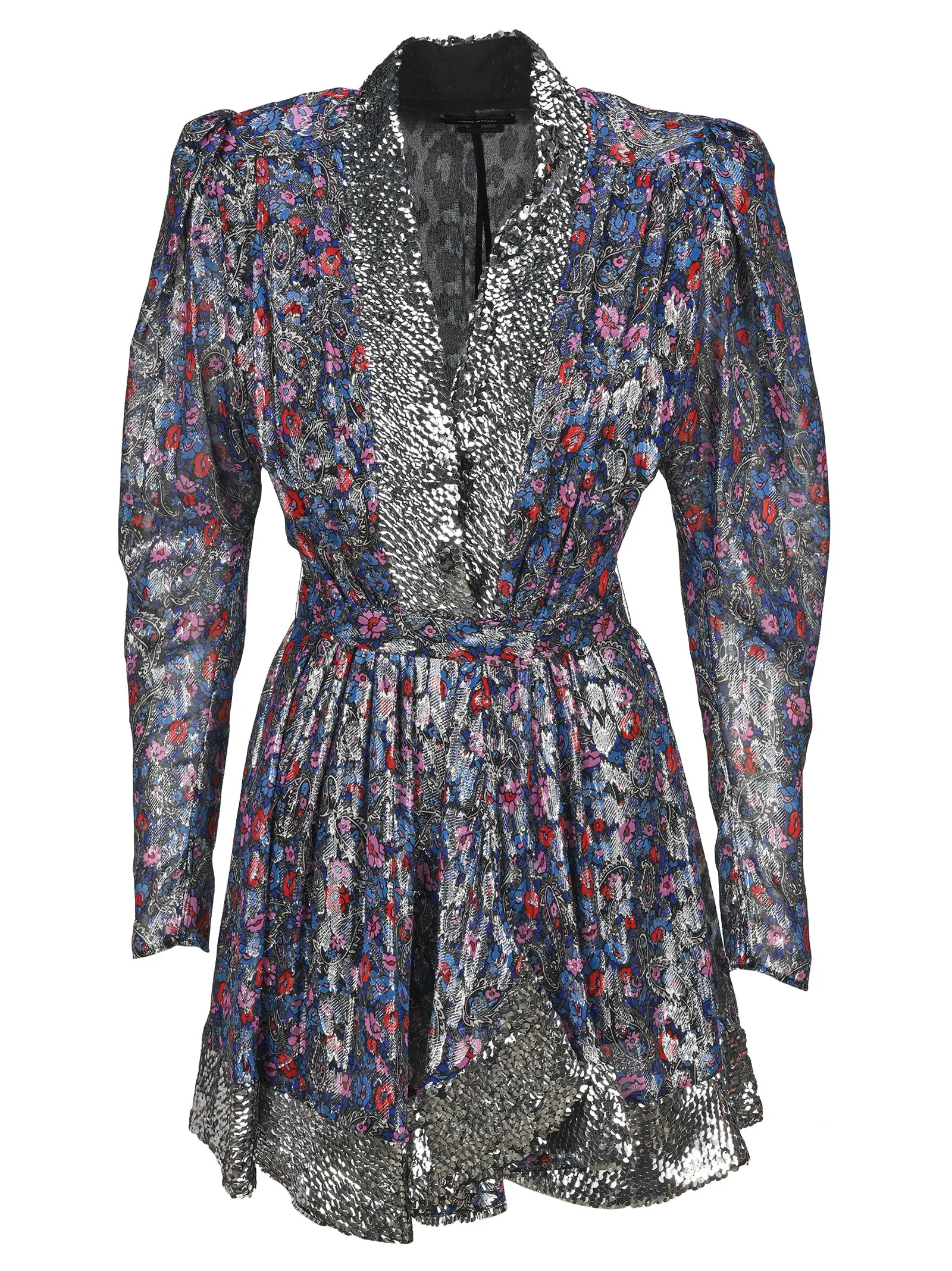 Isabel Marant Graphic Printed V-Neck Mini Dress