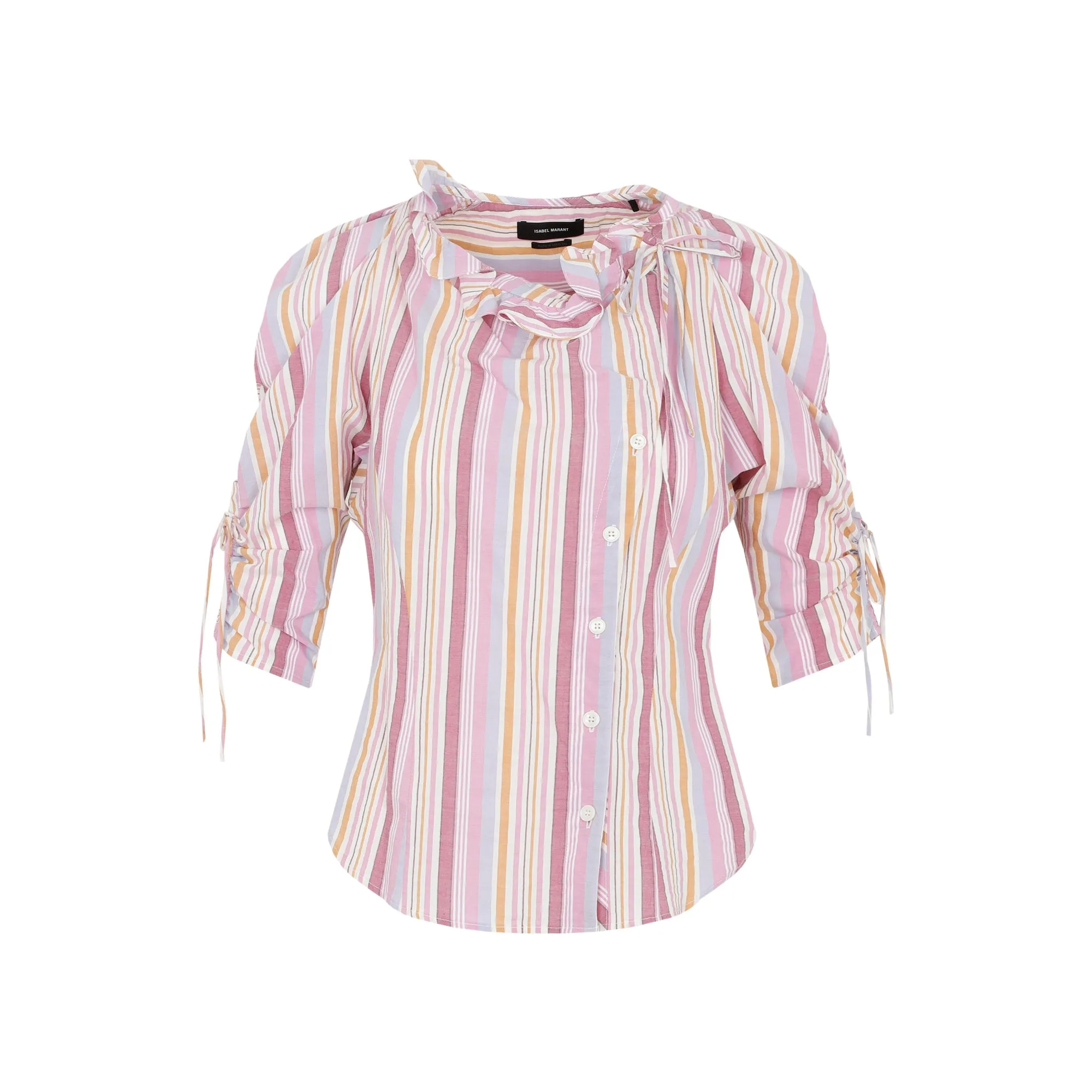 Isabel Marant Ruffled-Neck Curved Hem Shirt