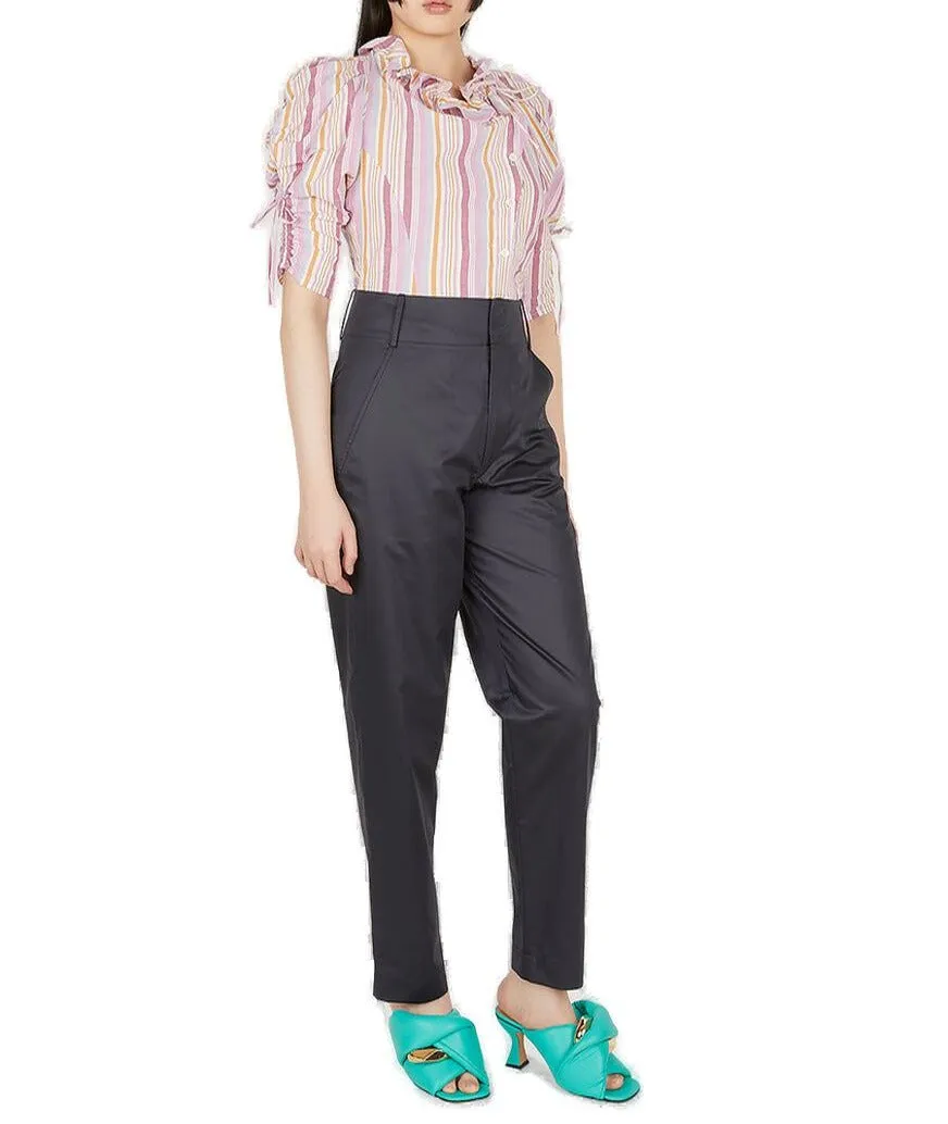Isabel Marant Ruffled-Neck Curved Hem Shirt