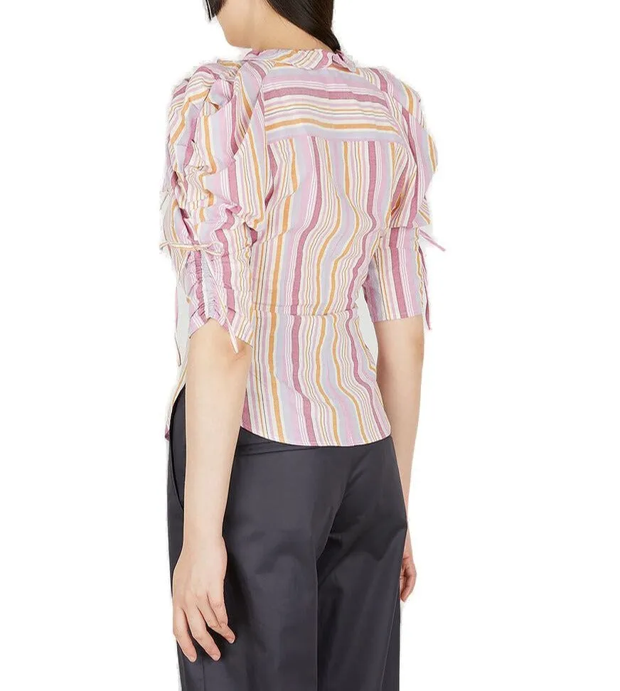 Isabel Marant Ruffled-Neck Curved Hem Shirt