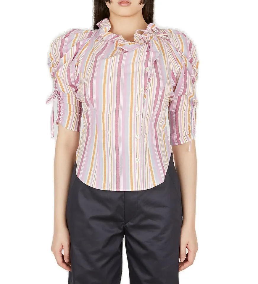 Isabel Marant Ruffled-Neck Curved Hem Shirt