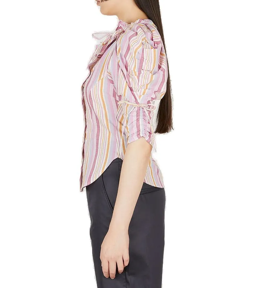 Isabel Marant Ruffled-Neck Curved Hem Shirt