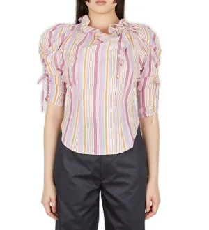 Isabel Marant Ruffled-Neck Curved Hem Shirt