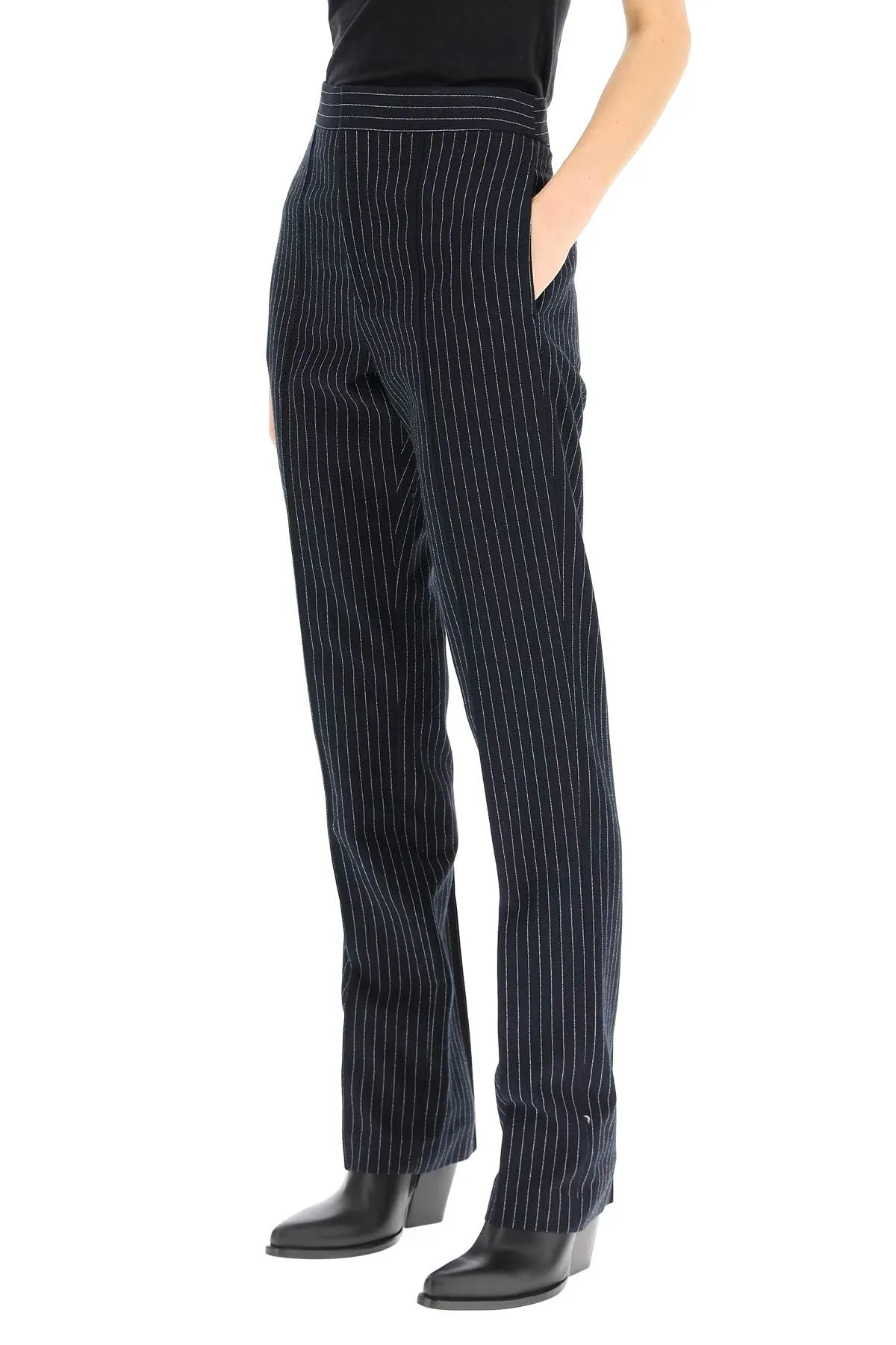 Isabel Marant Striped Straight Leg Trousers
