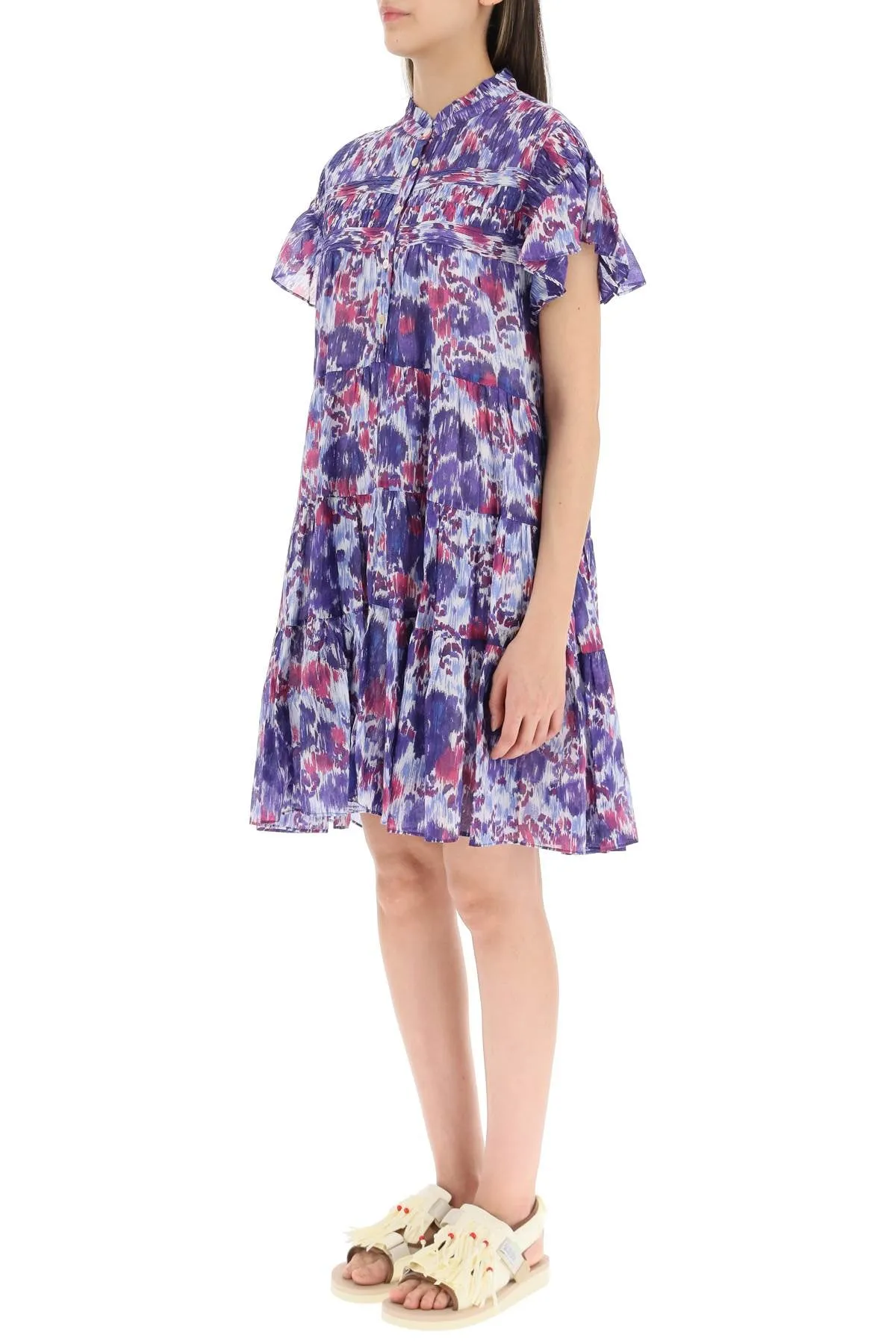 Isabel Marant toile Abstract Printed Ruffled Dress
