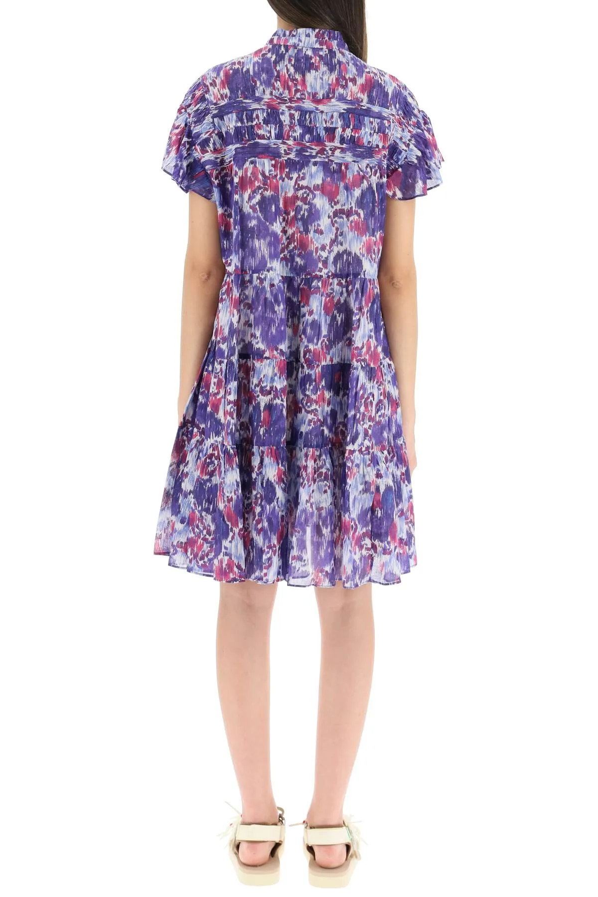 Isabel Marant toile Abstract Printed Ruffled Dress