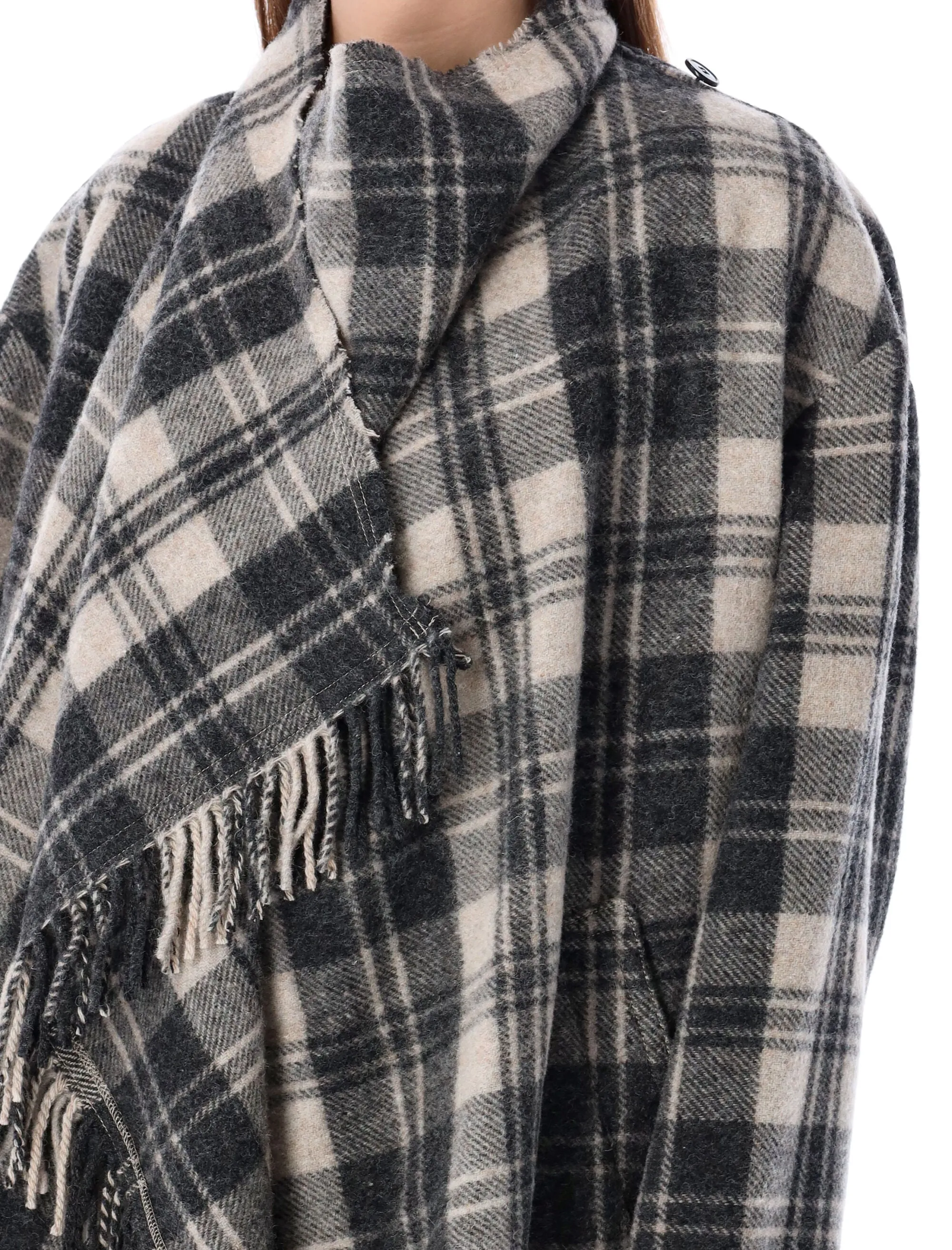 Isabel Marant toile Cheack Pattern Fringed-Edge Jacket