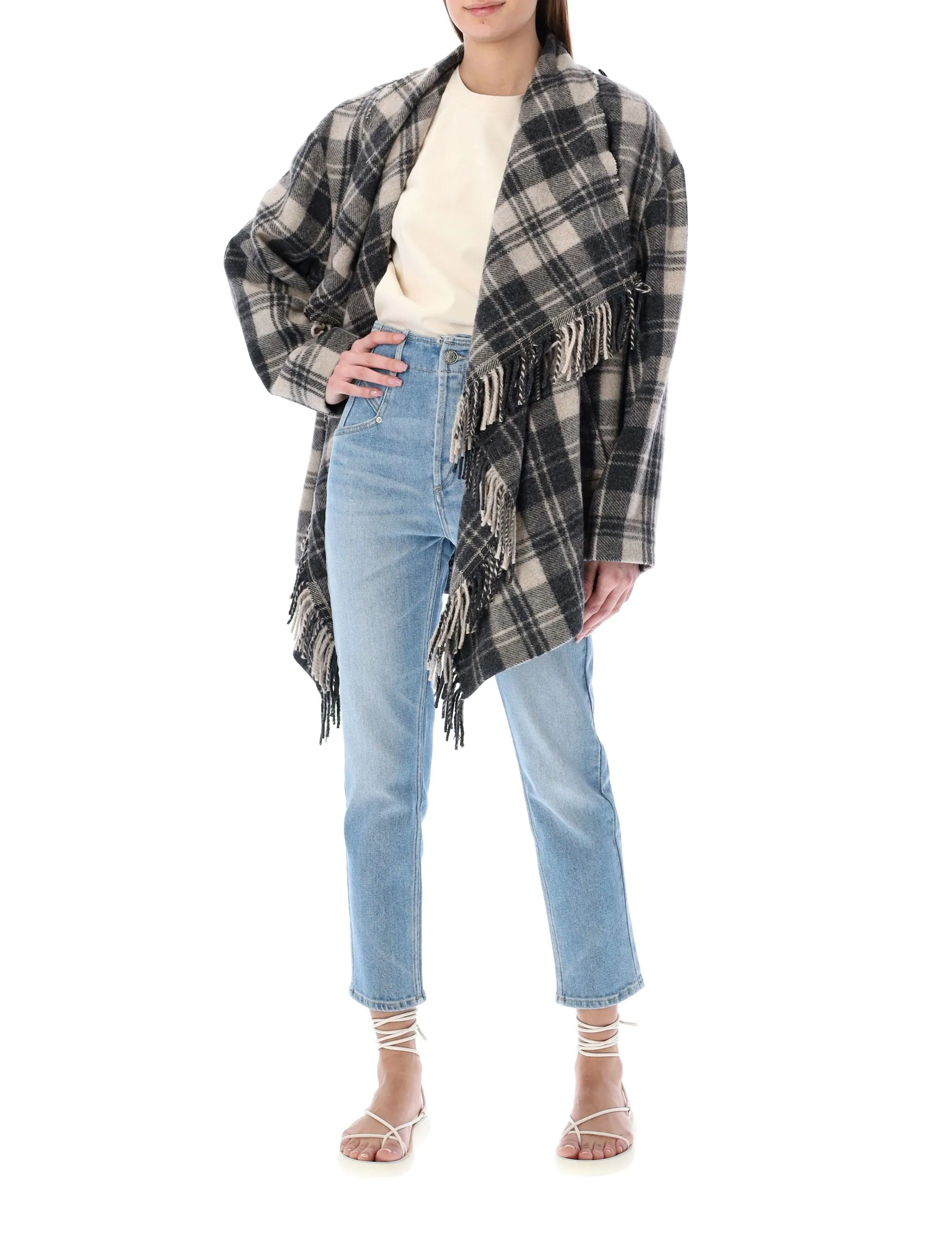 Isabel Marant toile Cheack Pattern Fringed-Edge Jacket