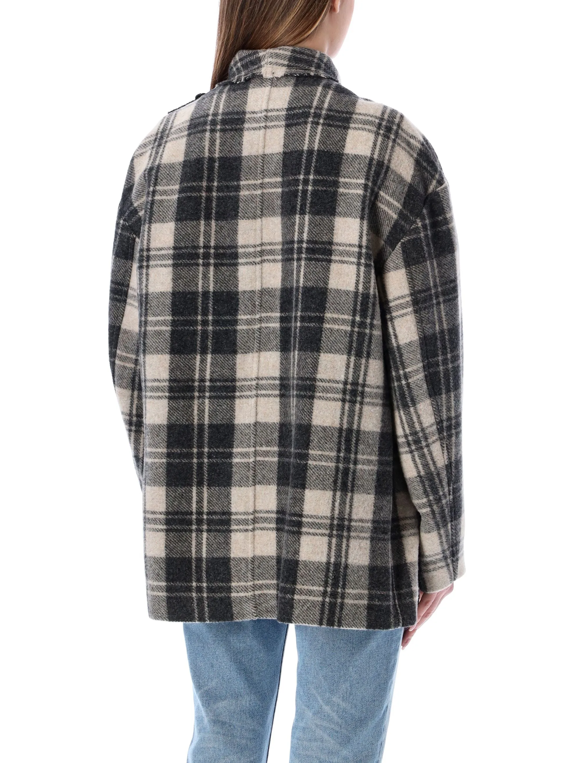 Isabel Marant toile Cheack Pattern Fringed-Edge Jacket